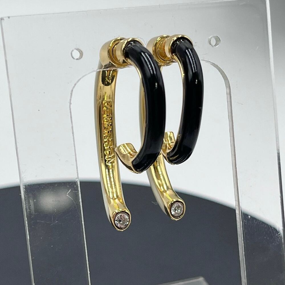 DEMARSON‎ Designer Luna BlackCream Half Hoop Front BackResin Versatile Earrings